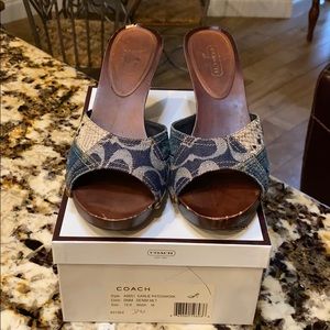 Denim coach heels 4 inches